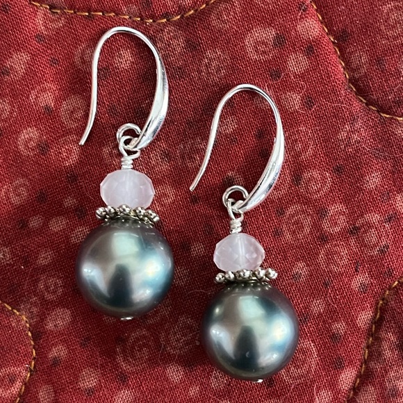 HANDMADE Glass Pearl and Crystal Earrings! - Picture 1 of 6